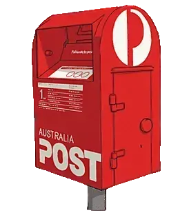 A graphic illustration of an Australia Post red mailbox.